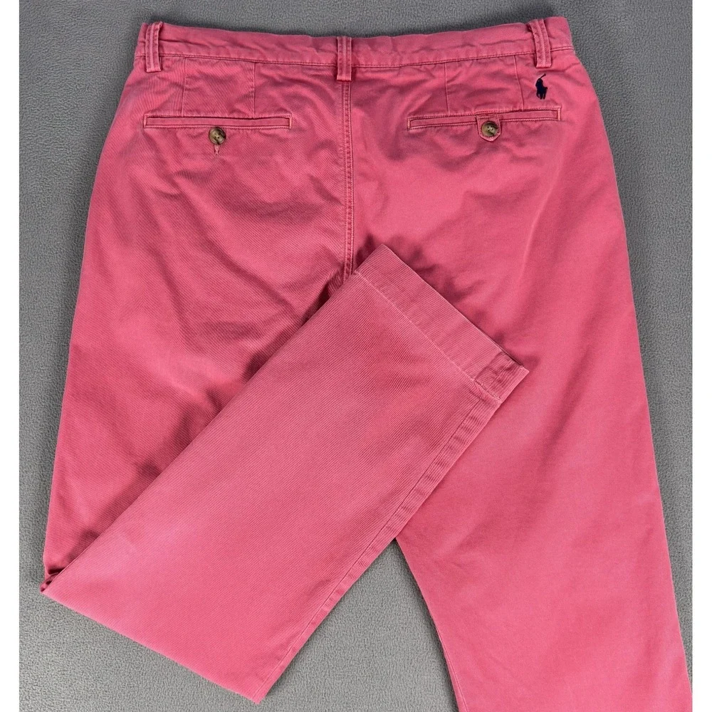 Polo Ralph Lauren Pants 33x32 Pink Straight‎ Classic Cotton Twill Prep Pony Logo